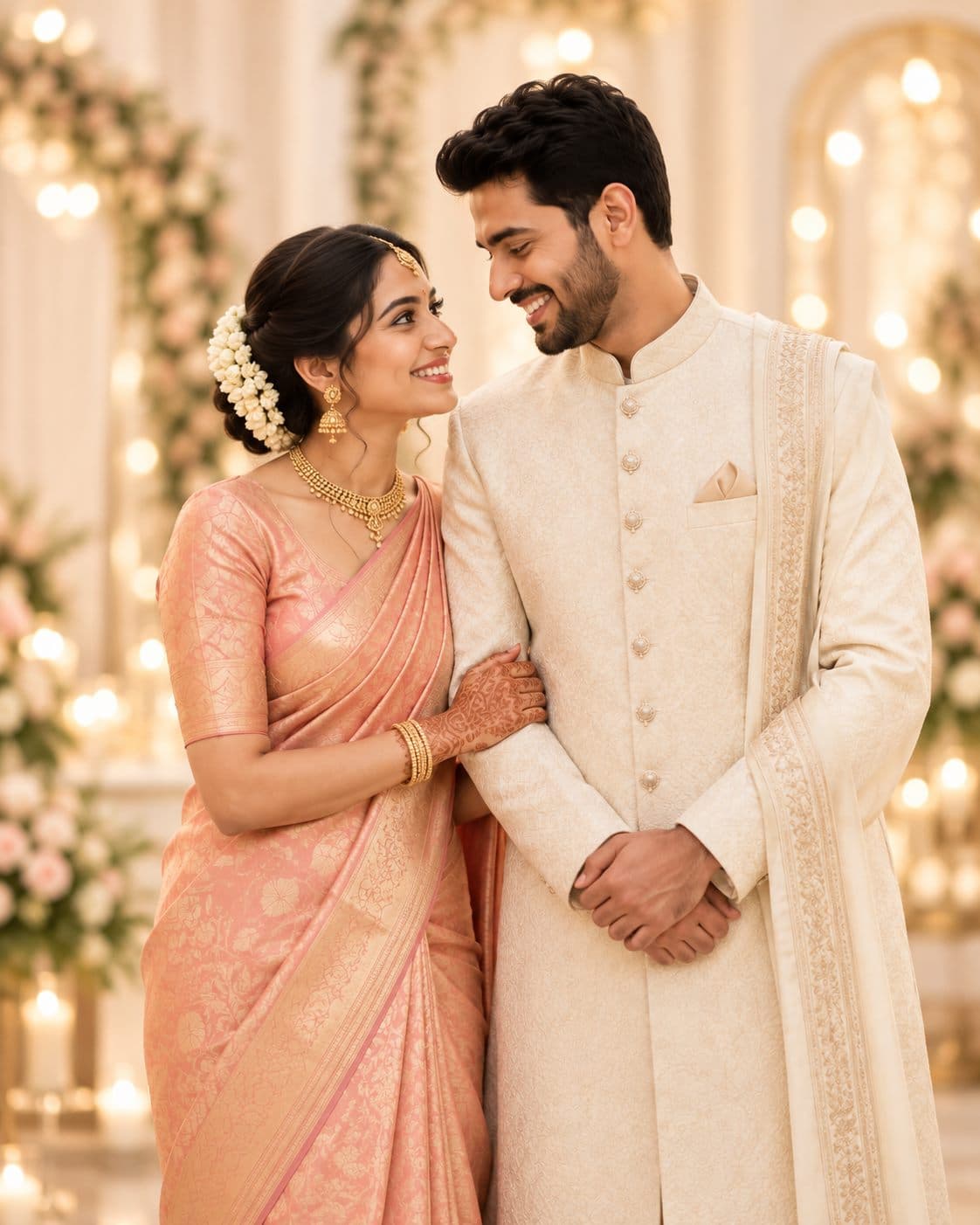 Indian couple in traditional wedding attire
