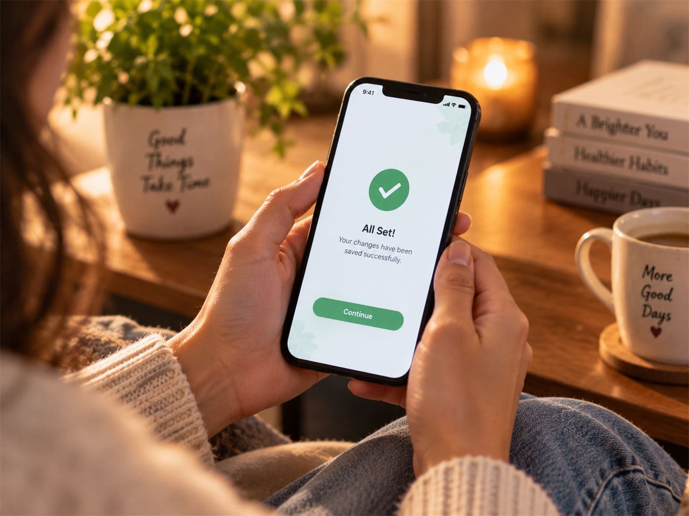 A person confirming their identity details on a phone
